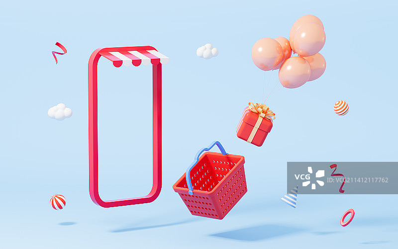 手机网购主题3D渲染图片素材