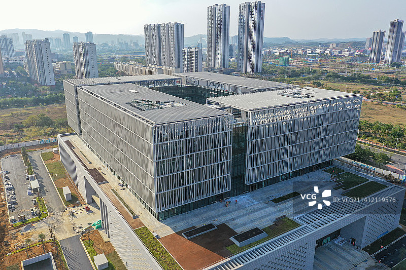 航拍广西柳州图书馆新馆。图片素材