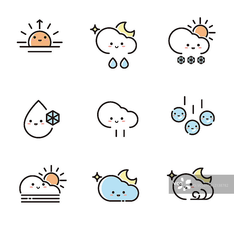 天气元素icon矢量插图图标集图片素材
