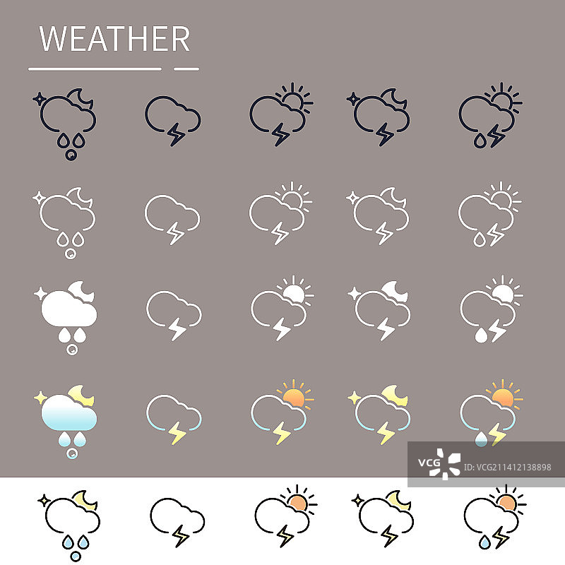 天气元素icon矢量插图图标集图片素材