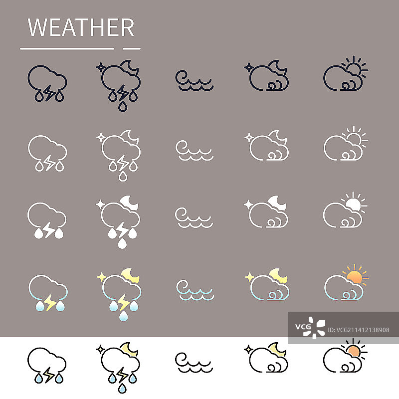 天气元素icon矢量插图图标集图片素材