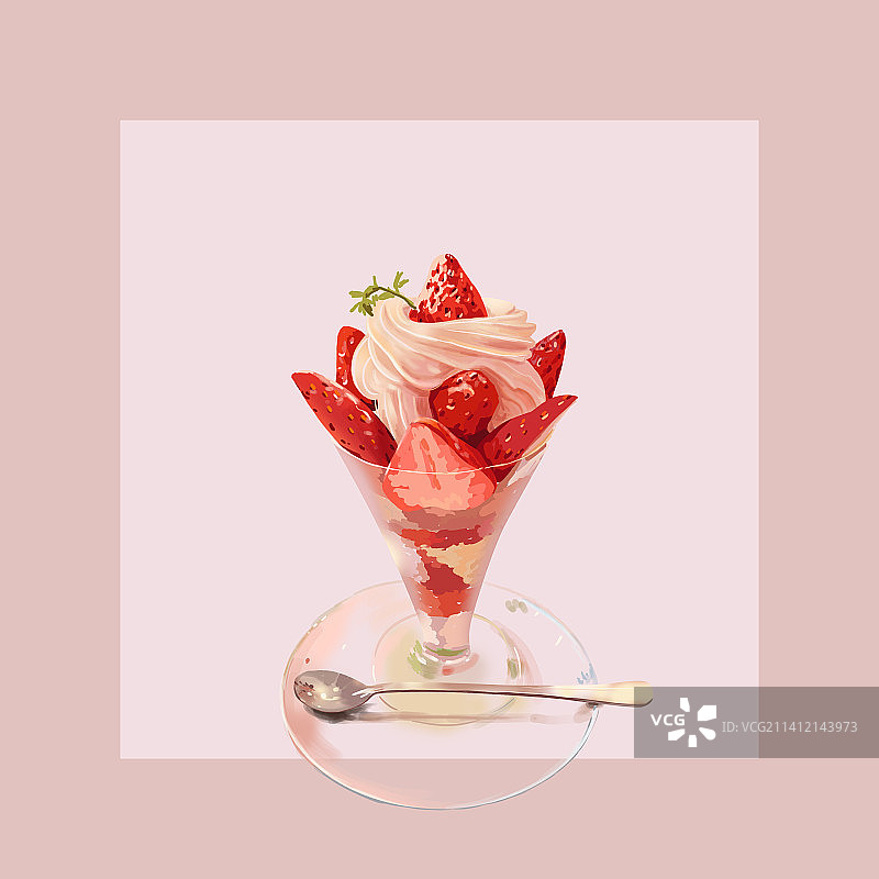 草莓甜品冰激凌图片素材