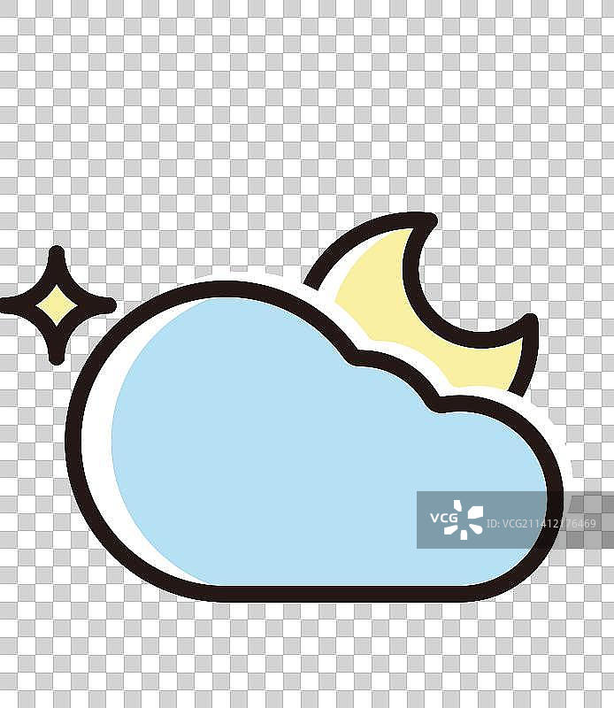 天气矢量元素icon图标线条风 夜间图片素材