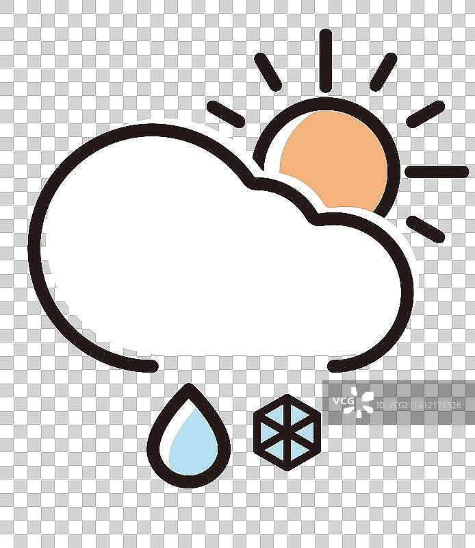 天气矢量元素icon图标线条风 雨夹雪图片素材