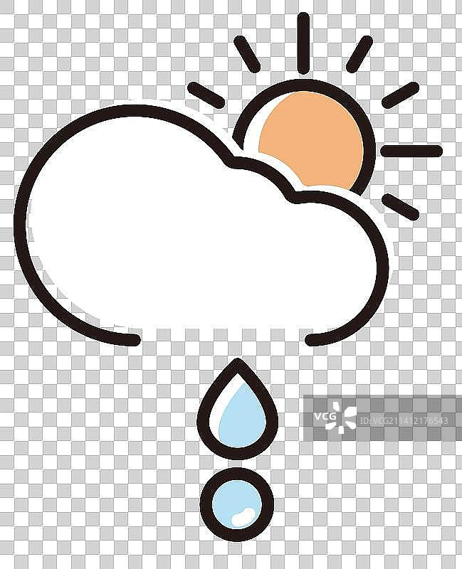 天气矢量元素icon图标线条风 小雨伴有冰雹图片素材