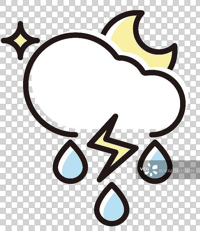 天气矢量元素icon图标线条风 雷阵雨图片素材