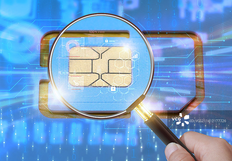 5G蜂窝移动电话通信SIM卡超高速上网通话信息安全基带漏洞数据加密存储封装防窃听黑客追踪木马窃取资料图片素材