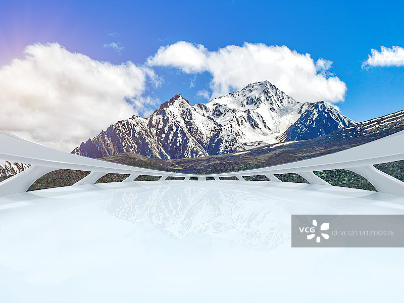 雪山高峰高寒极地登山徒步户外严寒探险虚拟展示台行业产品发布营销陈列广告位展示家轿车汽车商务背景图图片素材