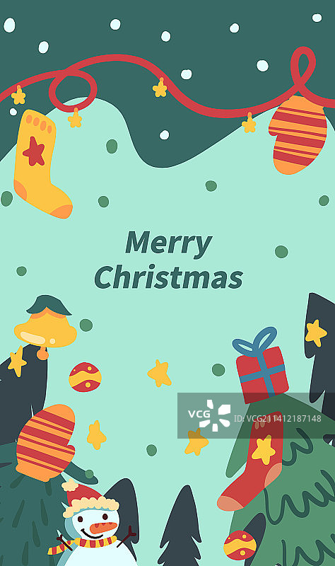 圣诞树雪人主题图片素材