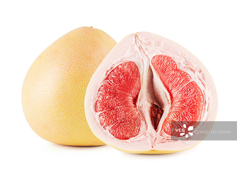 新鲜的三红蜜柚孤立在白色背景上图片素材
