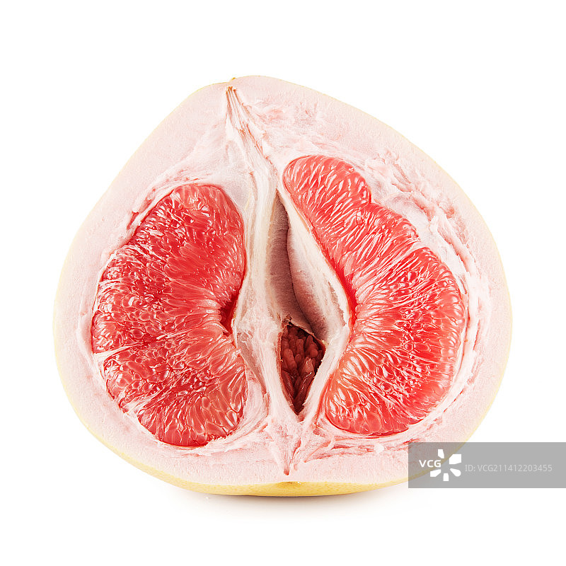 新鲜的三红蜜柚孤立在白色背景上图片素材