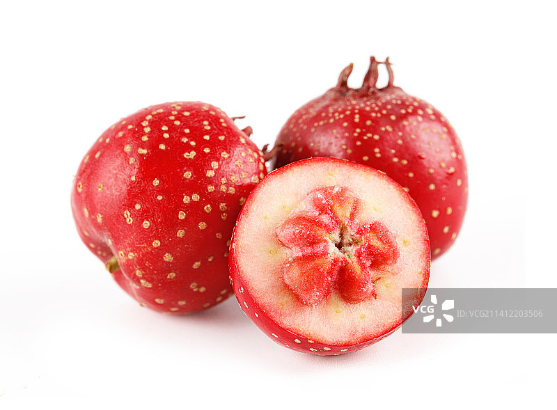 新鲜的山楂孤立在白色背景上图片素材