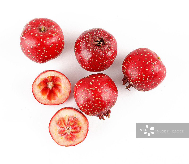 新鲜的山楂孤立在白色背景上图片素材