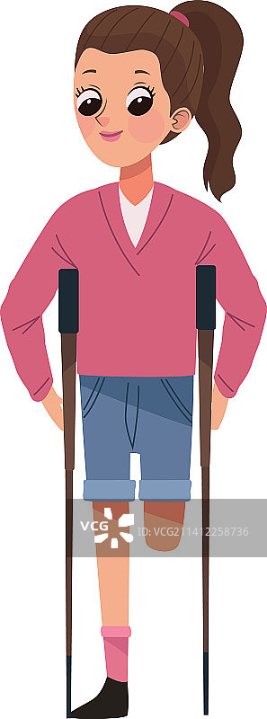 拄着拐杖的残疾妇女图片素材