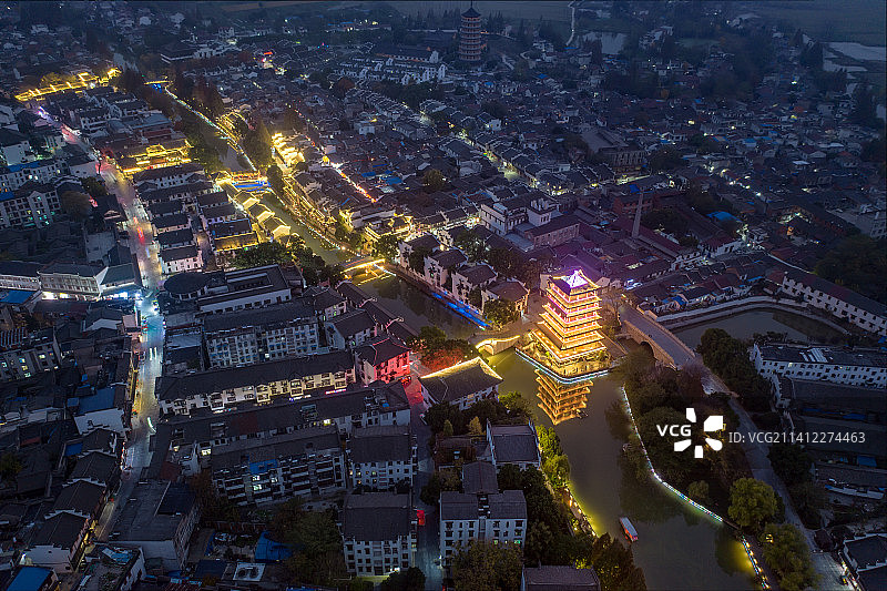 合肥三河古镇初冬夜景图片素材