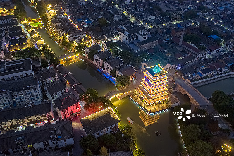合肥三河古镇初冬夜景图片素材