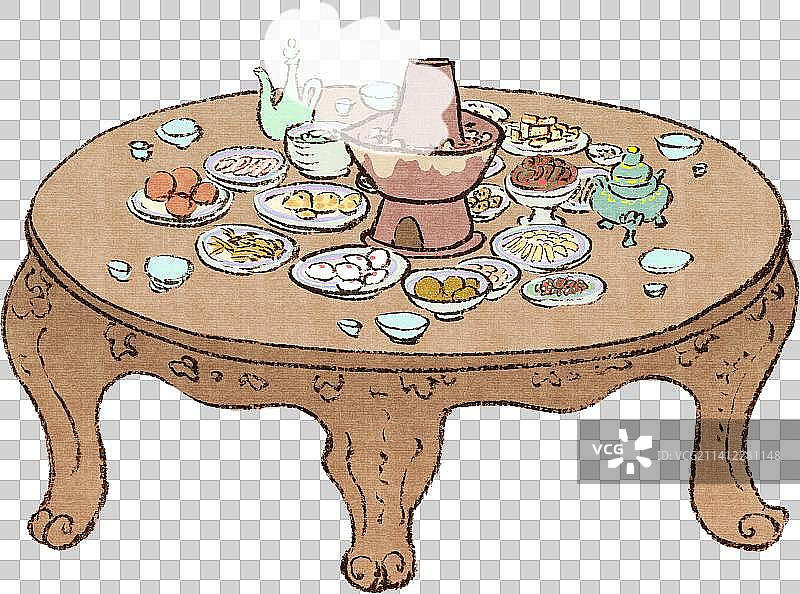 中国风新年春节年夜饭团圆一桌子菜静物元素图片素材