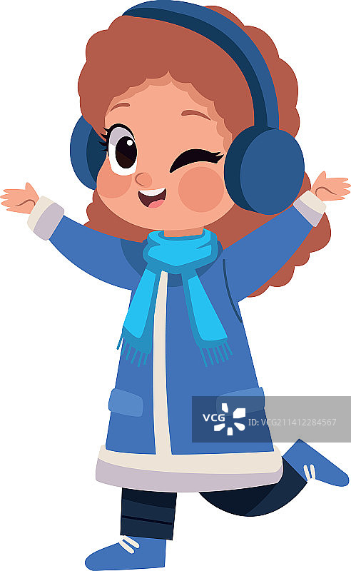身穿冬装的小女孩图片素材