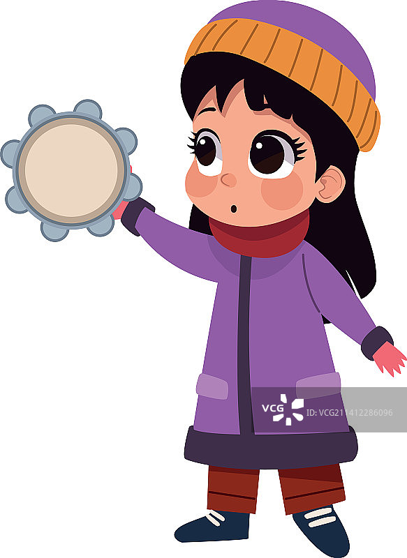 小女孩玩手鼓图片素材