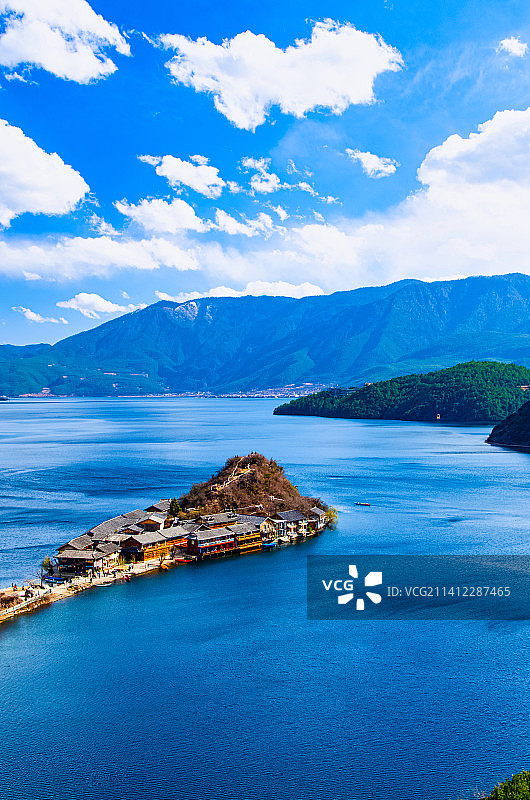 云南丽江泸沽湖景区里格岛自然风光图片素材