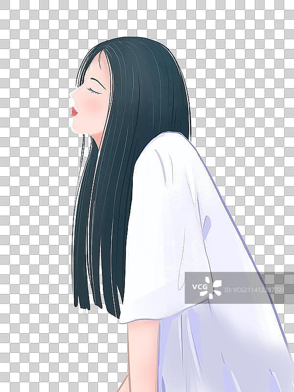 侧面的女生图片素材