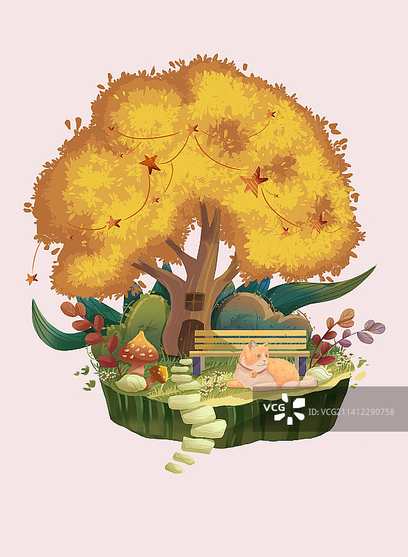 小场景植物插画图片素材