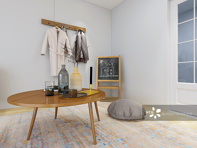 现代住宅客厅和客厅的休闲区设计图片素材