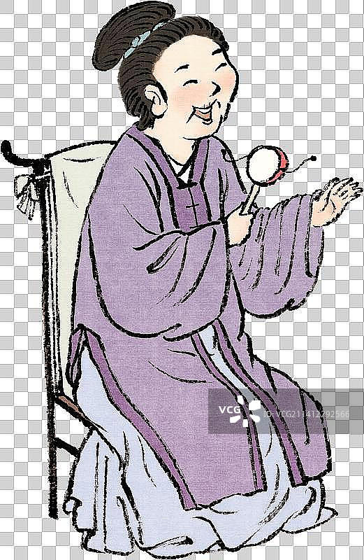 拿着拨浪鼓开心的逗孩子的老奶奶人物元素图片素材