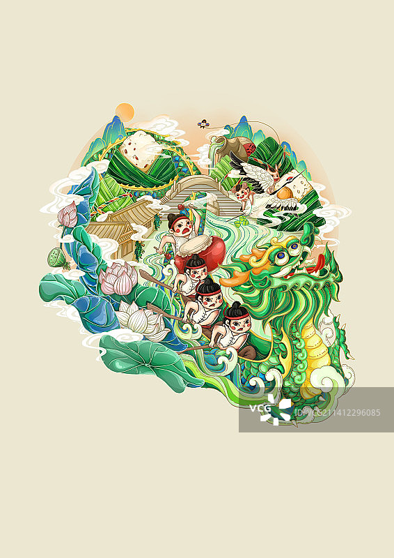 传统节日端午节国风插画图片素材