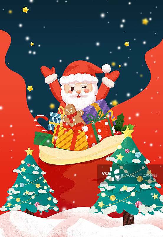 圣诞节可爱圣诞老人插画图片素材