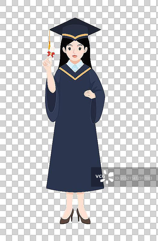 穿着毕业礼服的青年人卡通图图片素材