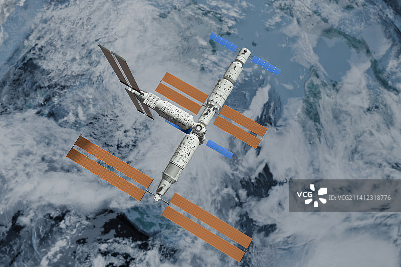 梦天试验舱与中国空间站对接后的新姿态图片素材