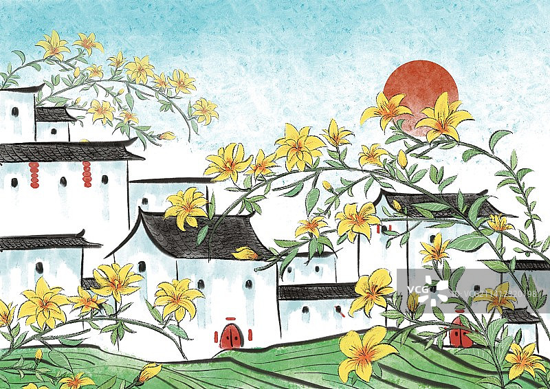 水墨风景二十四节气-立春图片素材