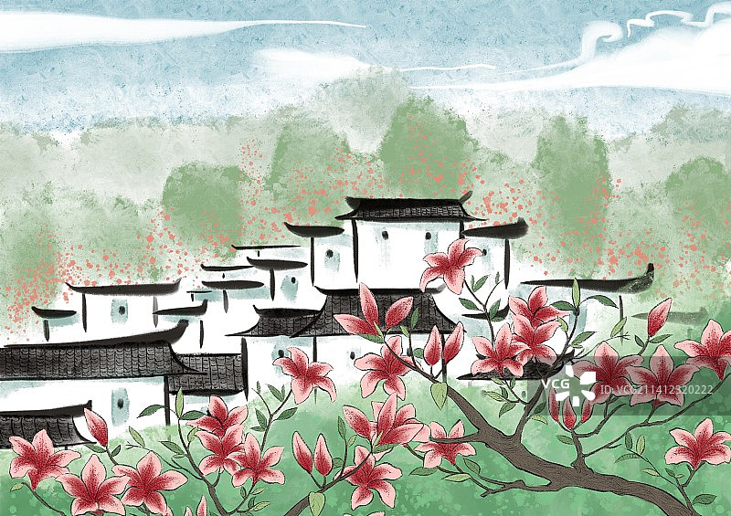 水墨风景二十四节气-清明图片素材