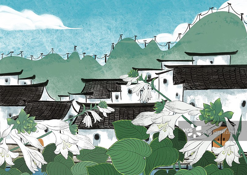 水墨风景二十四节气-处暑图片素材