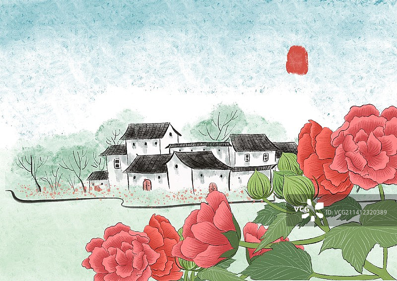 水墨风景二十四节气-霜降图片素材