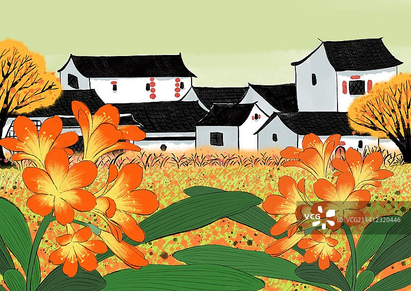 水墨风景二十四节气-立冬图片素材