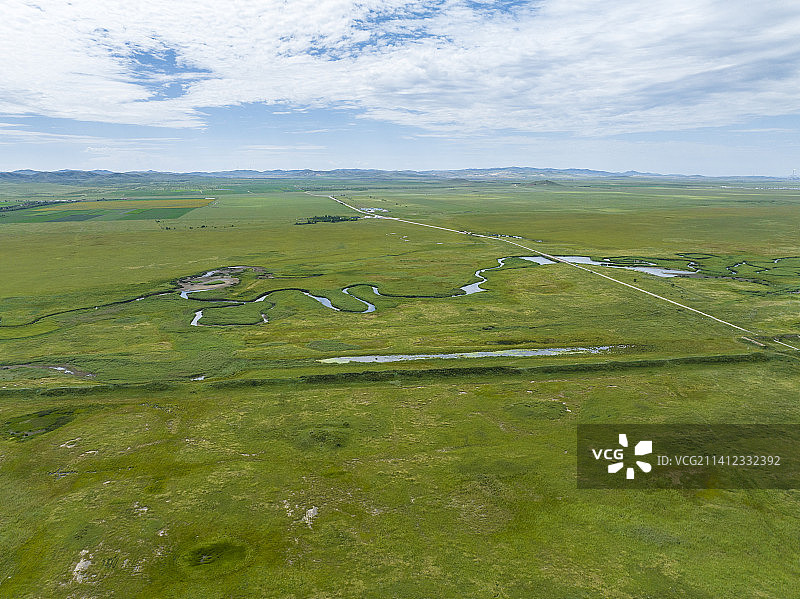 航拍内蒙古草原上锡林郭勒正蓝旗元上都遗址公园图片素材