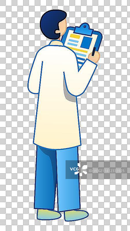 卡通扁平看报告的研究人员图片素材