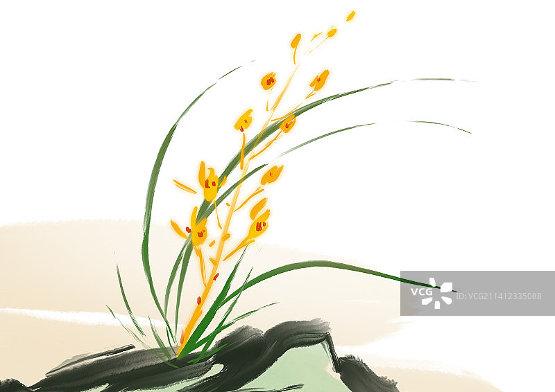 中国风春天花鸟花元素兰花图片素材