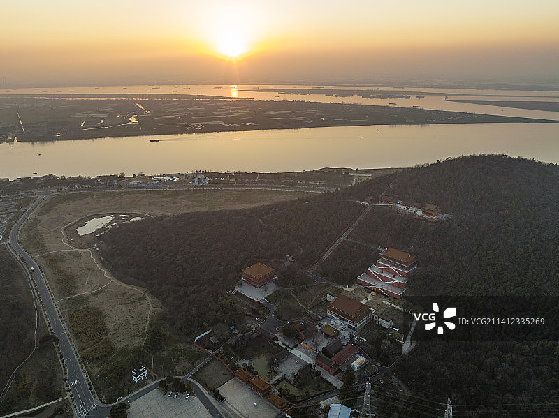 安徽马鞍山小九华寺日落图片素材