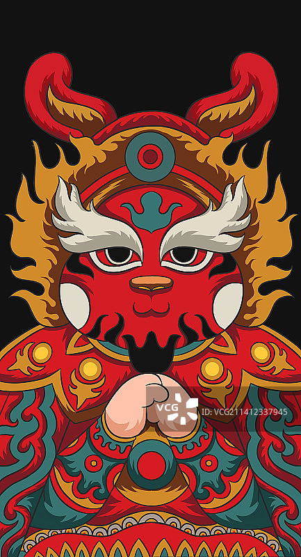 国潮风新中式2023年兔年兔子四川成都传统文化图腾变脸民俗插画图片素材