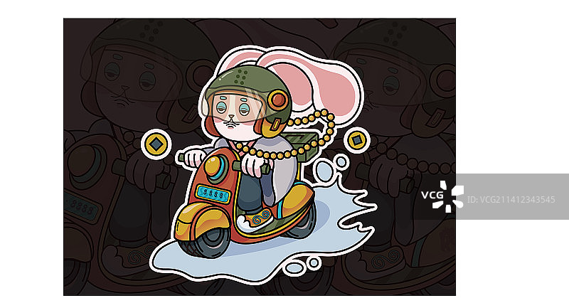 兔和尚上班矢量商业插画图片素材