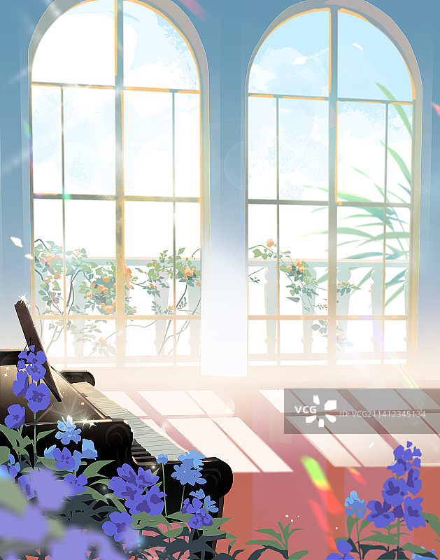 钢琴和欧式房间图片素材