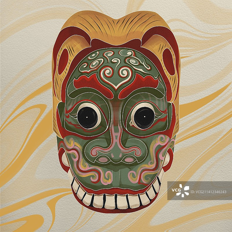 傩面具08虎头将军图片素材