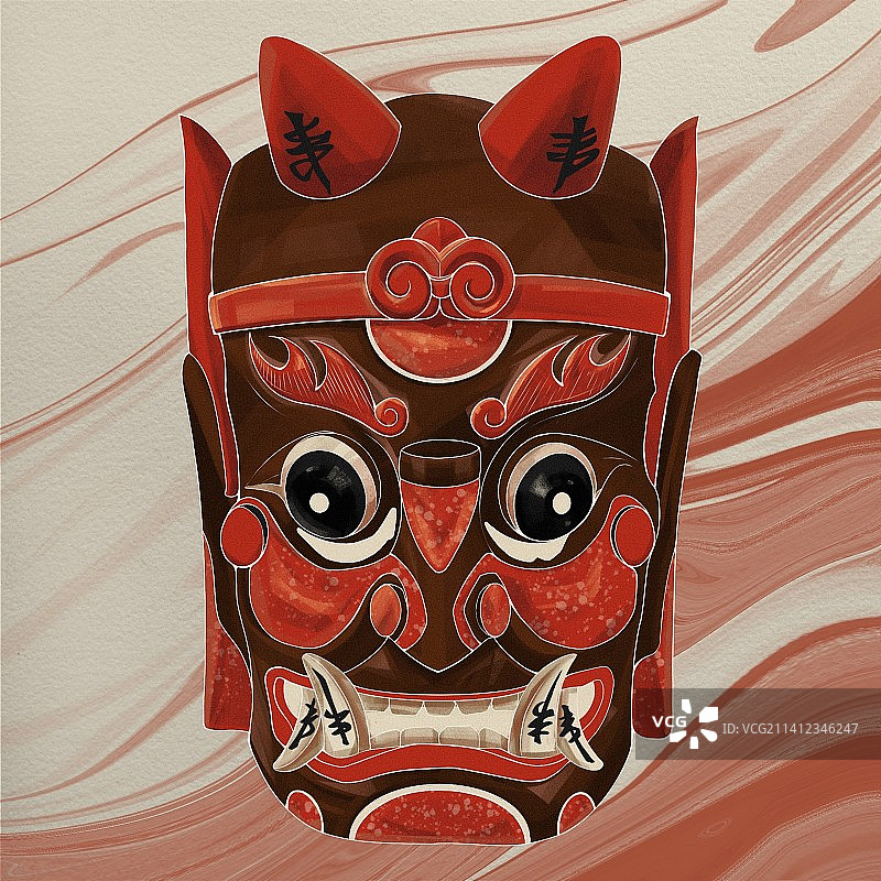 傩面具01开山莽将图片素材