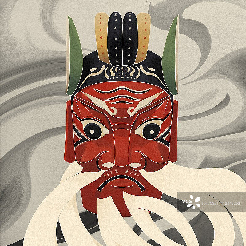 傩面具19红面老将图片素材