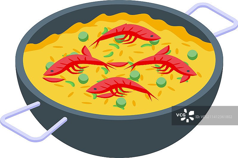 2.5D西班牙海鲜饭图标图片素材