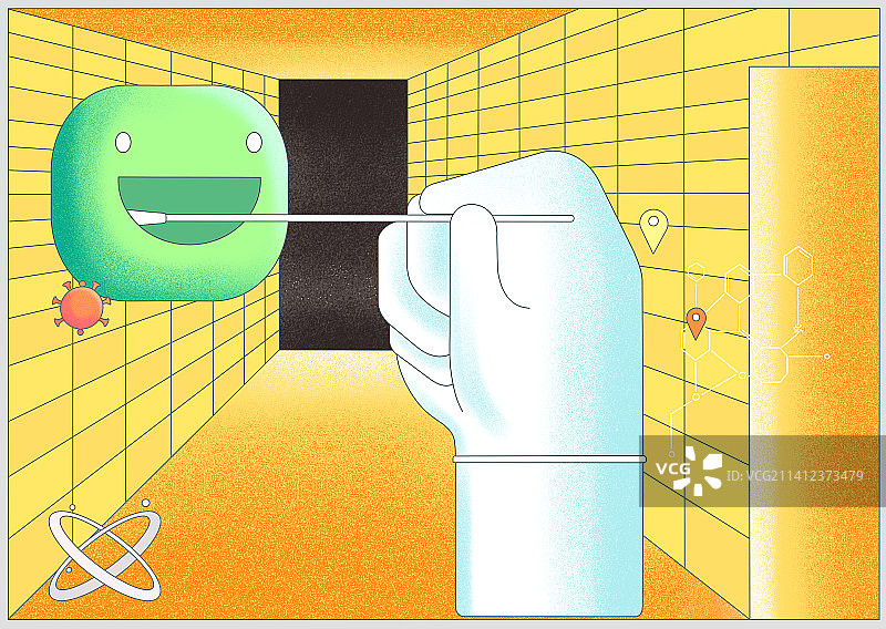 医生疫情防控科技棉签采集病毒健康绿码图片素材