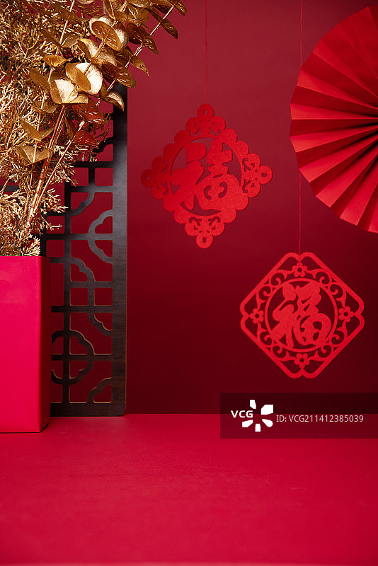 悬挂的福字,中国红,新年,节日气氛图片素材